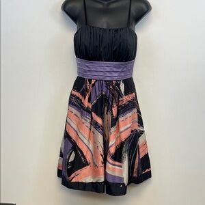 BCBG Paris Black Purple Pink Y2K Cocktail Dress Size 2